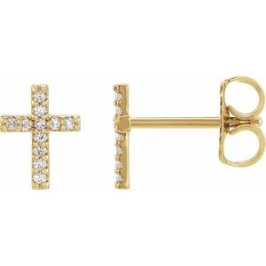 14K Yellow .05 CTW Natural Diamond Cross Earrings - BN & CO JEWELRY