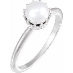 Sterling Silver Cultured White Freshwater Pearl Crown Ring - BN & CO JEWELRY