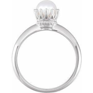 Sterling Silver Cultured White Freshwater Pearl Crown Ring - BN & CO JEWELRY