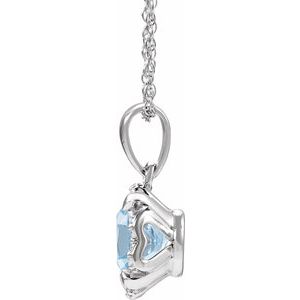 14K White Natural Sky Blue Topaz & .05 CTW Natural Diamond 18" Necklace - BN & CO JEWELRY