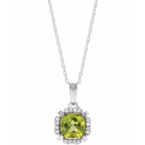 14K White Natural Peridot & .05 CTW Natural Diamond 18" Necklace - BN & CO JEWELRY