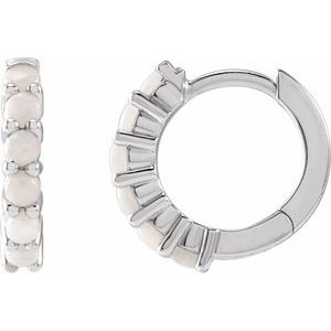 Sterling Silver 12.2 mm Natural White Opal Huggie Hoop Earrings - BN & CO JEWELRY