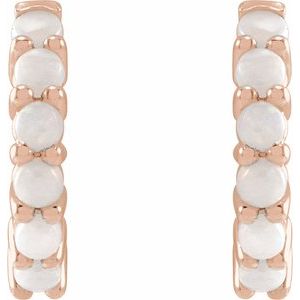 14K Rose 12.2 mm Natural White Opal Huggie Hoop Earrings - BN & CO JEWELRY