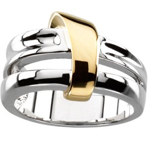 14K White & Yellow Two-Tone Fashion Ring - BN & CO JEWELRY