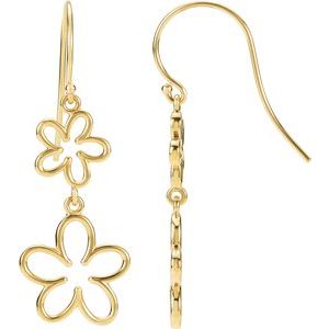 14K Yellow Flower Dangle Earrings - BN & CO JEWELRY