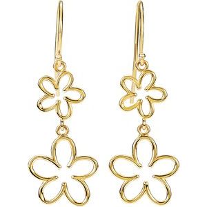 14K Yellow Flower Dangle Earrings - BN & CO JEWELRY