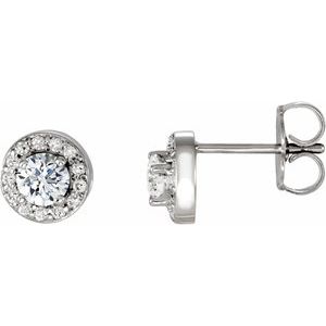 14K White 3/8 CTW Natural Diamond Halo-Style Earrings - BN & CO JEWELRY