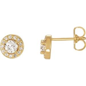 14K Yellow 5/8 CTW Natural Diamond Halo-Style Earrings - BN & CO JEWELRY