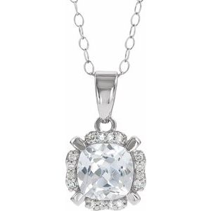 14K White Lab-Grown White Sapphire & .05 CTW Natural Diamond 18" Necklace - BN & CO JEWELRY
