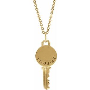 14K Yellow Engravable Key 16-18" Necklace - BN & CO JEWELRY