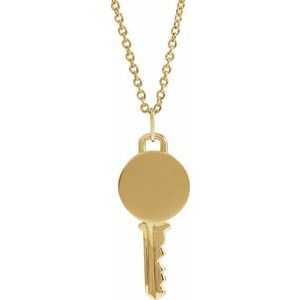 14K Yellow Engravable Key 16-18" Necklace - BN & CO JEWELRY