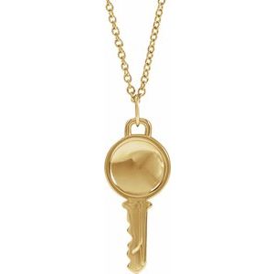 14K Yellow Engravable Key 16-18" Necklace - BN & CO JEWELRY