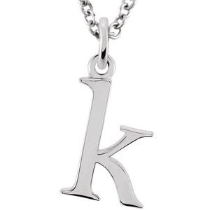 Sterling Silver Lowercase Initial k 16" Necklace - BN & CO JEWELRY