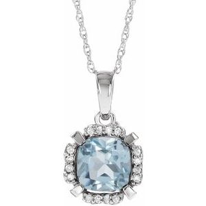 14K White Natural Sky Blue Topaz & .05 CTW Natural Diamond 18" Necklace - BN & CO JEWELRY
