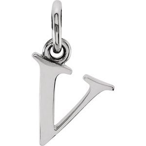 Sterling Silver Lowercase Initial v 16" Necklace - BN & CO JEWELRY