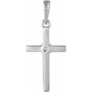 14K White .015 CT Natural Diamond Cross Pendant - BN & CO JEWELRY
