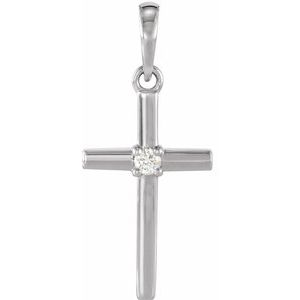 14K White .015 CT Natural Diamond Cross Pendant - BN & CO JEWELRY