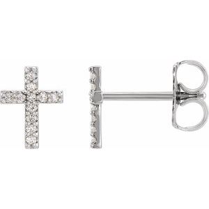 14K White .05 CTW Natural Diamond Cross Earrings - BN & CO JEWELRY