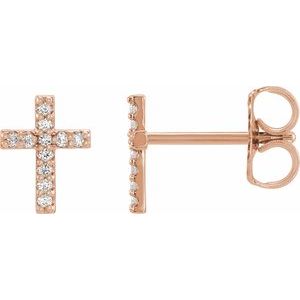 14K Rose .05 CTW Natural Diamond Cross Earrings - BN & CO JEWELRY