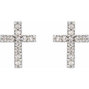 14K White .05 CTW Natural Diamond Cross Earrings - BN & CO JEWELRY