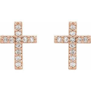 14K Rose .05 CTW Natural Diamond Cross Earrings - BN & CO JEWELRY