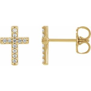 14K Yellow 1/10 CTW Natural Diamond Cross Earrings - BN & CO JEWELRY