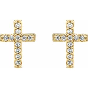 14K Yellow 1/10 CTW Natural Diamond Cross Earrings - BN & CO JEWELRY