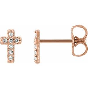14K Rose .06 CTW Natural Diamond Cross Earrings - BN & CO JEWELRY
