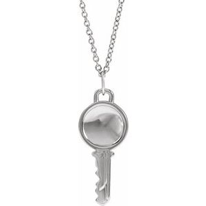 Sterling Silver Engravable Key 16-18" Necklace - BN & CO JEWELRY
