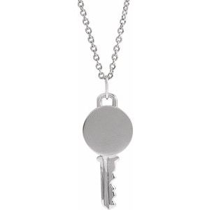 Sterling Silver Engravable Key 16-18" Necklace - BN & CO JEWELRY