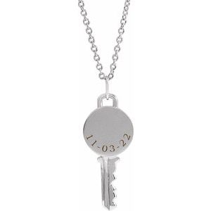 Sterling Silver Engravable Key 16-18" Necklace - BN & CO JEWELRY