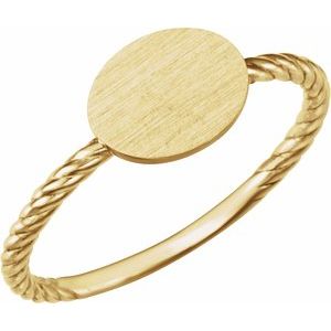14K Yellow Oval Engravable Rope Ring - BN & CO JEWELRY