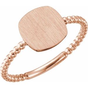 14K Rose Antique Engravable Beaded Ring - BN & CO JEWELRY