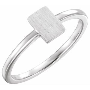 14K White 7x5 mm Rectangle Signet Ring - BN & CO JEWELRY