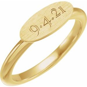 14K Yellow 13x5.5 mm Oval Signet Ring - BN & CO JEWELRY