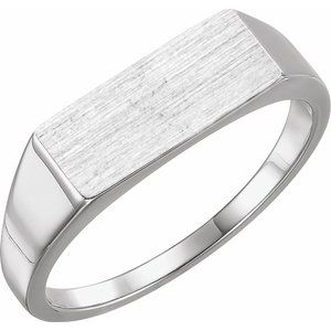 14K White 15x7 mm Rectangle Signet Ring - BN & CO JEWELRY