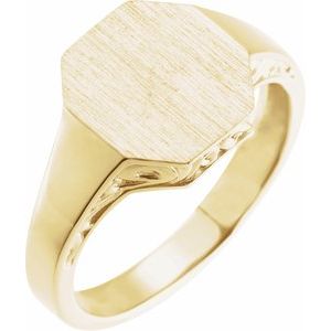 14K Yellow 13x12 mm Octagon Signet Ring - BN & CO JEWELRY