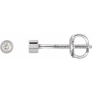 14K White .04 CTW Natural Diamond Micro Bezel-Set Earrings - BN & CO JEWELRY