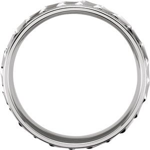 14K White 6.75 mm Ridged Band with Milgrain Size 8 - BN & CO JEWELRY