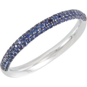 14K White Natural Blue Sapphire Anniversary Band - BN & CO JEWELRY
