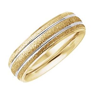 14K Yellow 6 mm Grooved Band with Stone/Polish Finish Size 9 - BN & CO JEWELRY
