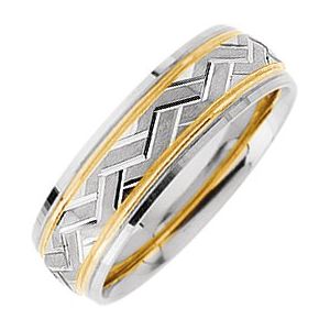 14K White & Yellow 6.75 mm Design Band Size 6.5 - BN & CO JEWELRY