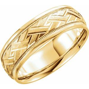 10K Yellow 7 mm Woven-Design Band - BN & CO JEWELRY