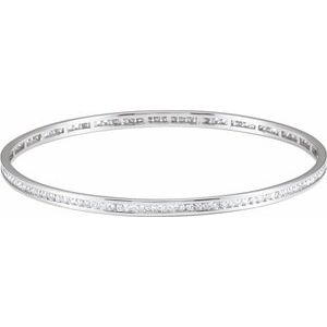 14K White 1 1/2 CTW Natural Diamond Stackable Bangle 8" Bracelet - BN & CO JEWELRY