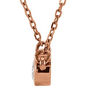 14K Rose 1/4 CT Natural Diamond Solitaire 18" Necklace - BN & CO JEWELRY