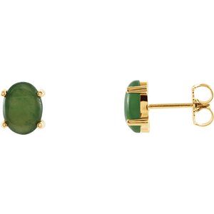 14K Yellow Natural Nephrite Jade Earrings - BN & CO JEWELRY