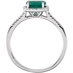 Sterling Silver Lab-Grown Emerald & .01 CTW Natural Diamond Ring - BN & CO JEWELRY