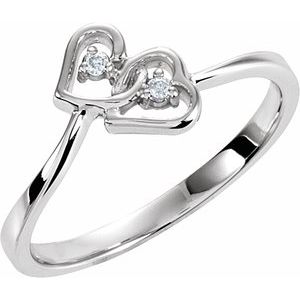 14K White .02 CTW Diamond Double Heart Ring - BN & CO JEWELRY