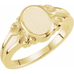 14K Yellow 9.7x8 mm Oval Signet Ring - BN & CO JEWELRY