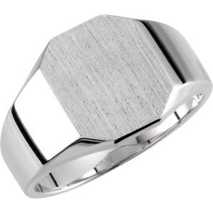 10K White 12x10 mm Octagon Signet Ring - BN & CO JEWELRY